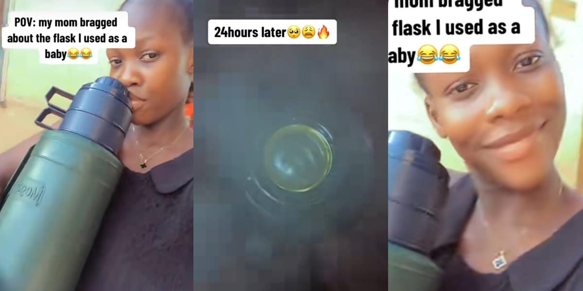 Nigerian lady discovers the flask her mum used for her as a baby still keeps water hot for up to three days