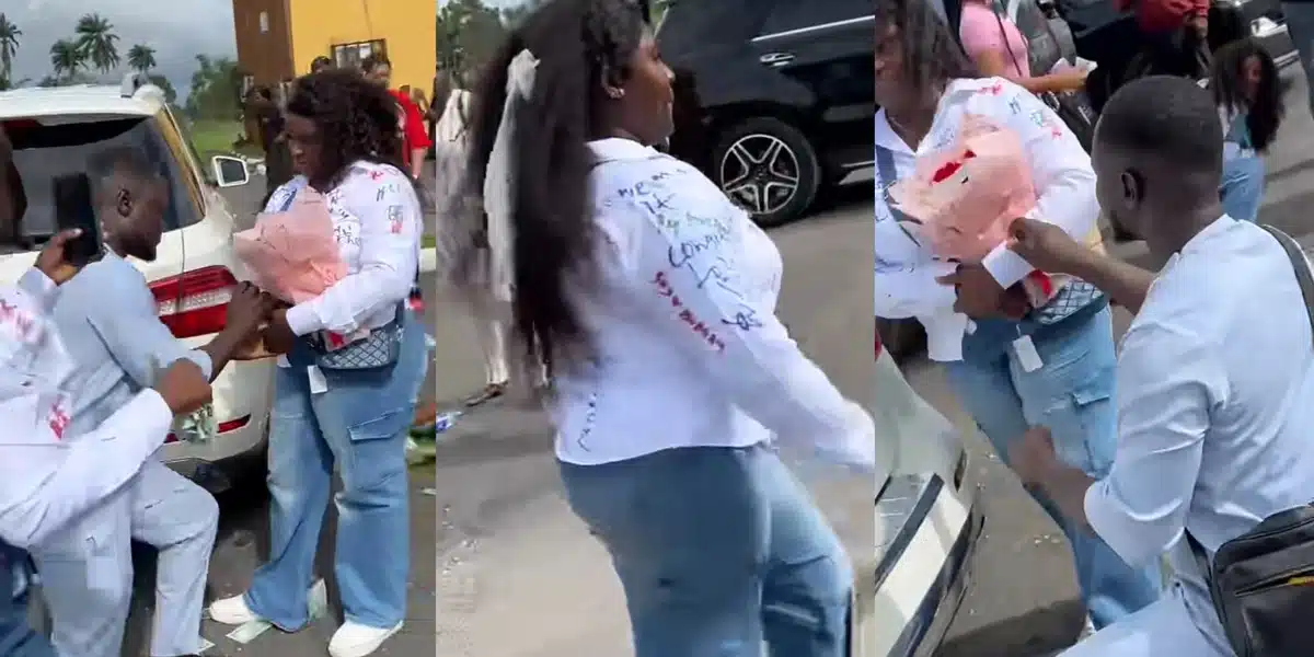 Nigerian lady rejects proposal as boyfriend sprays her ₦20 notes on sign-out day
