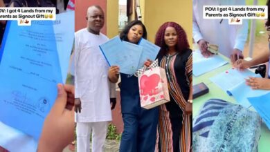 Nigerian lady receives four plots of land as graduation gift from parents