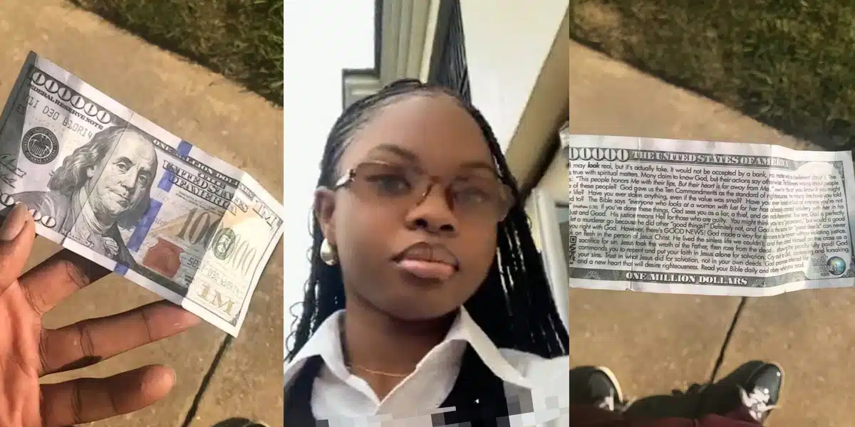 Nigerian lady expresses disappointment as she mistakes Jehovah's Witness card for $1 million bill