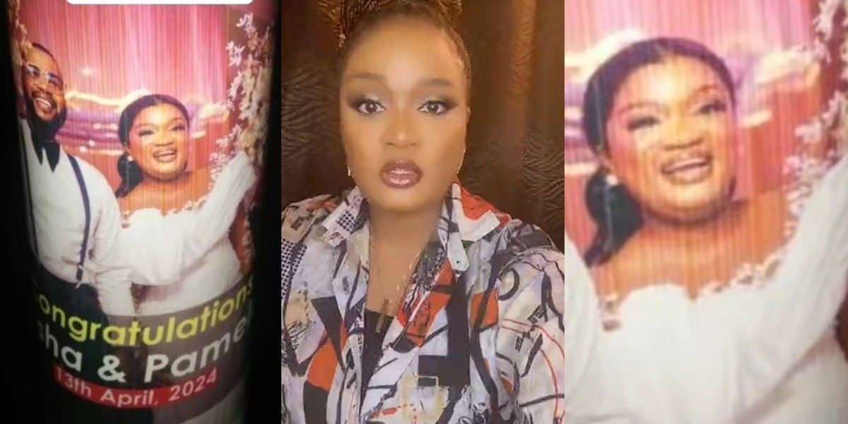 Nigerian mother prints daughter's wedding picture on water bottle to show the world she's married