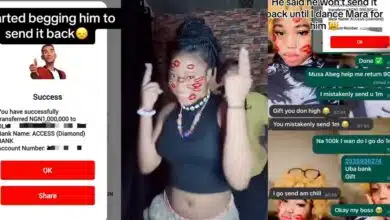 Nigerian man tells lady to dance to get back ₦1m transferred in error