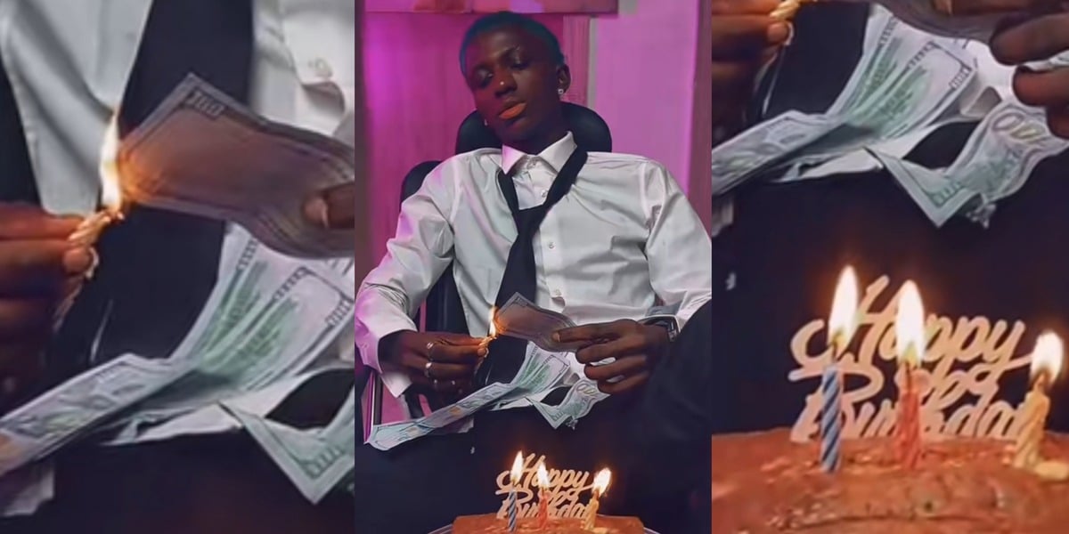 Nigerian man sets fire to 0 bills to celebrate birthday