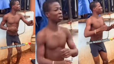 Thief caught and forced to dance to hit songs while chained to burglary in viral video