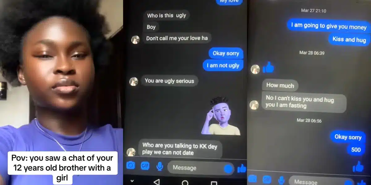 Nigerian lady breaks internet, leaks shocking conversation between her 12-year-old brother and a girl