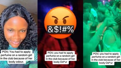 Nigerian lady sparks outrage as she sprays deodorant on random club-goer due to body odor