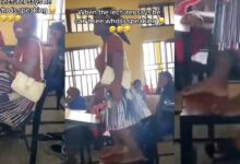 Nigerian student causes uproar by climbing chair to speak after lecturer says he can't see her