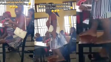 Nigerian student causes uproar by climbing chair to speak after lecturer says he can't see her