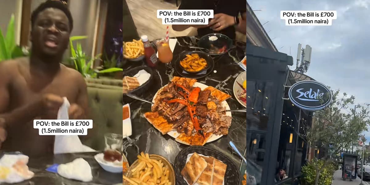 Nigerian man bursts into tears, pulls off clothes as friends mistakenly eat ₦1.5m food at UK restaurant