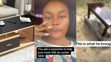 Nigerian lady expresses disappointment after paying ₦40k for center table, carpenter delivers wrong design