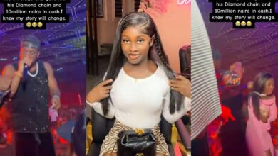 Nigerian lady gets excited as P-Square gives her diamond chain and ₦10m cash during concert