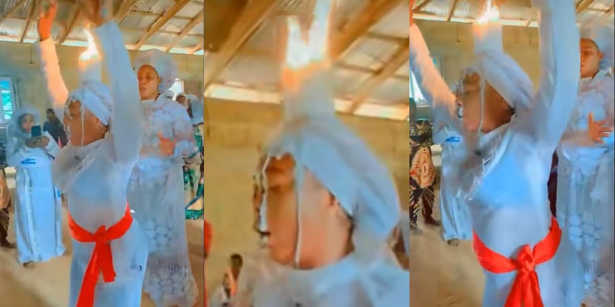 Nigerian lady’s unique prayer method In cherubim and seraphim church goes viral