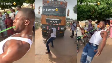Man sparks social media buzz as he pulls truck with teeth in viral video
