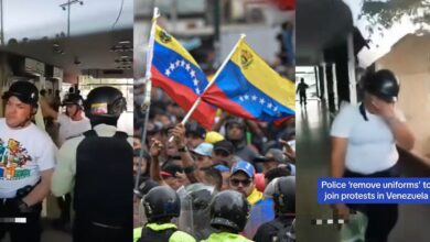 Drama as Venezuelan police officers remove uniforms to join peaceful protest against government