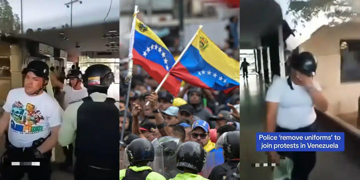Drama as Venezuelan police officers remove uniforms to join peaceful protest against government