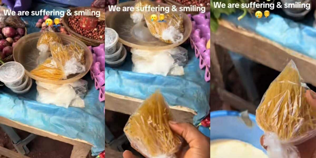 Man shocked as he sees spaghetti sold in nylons for N100