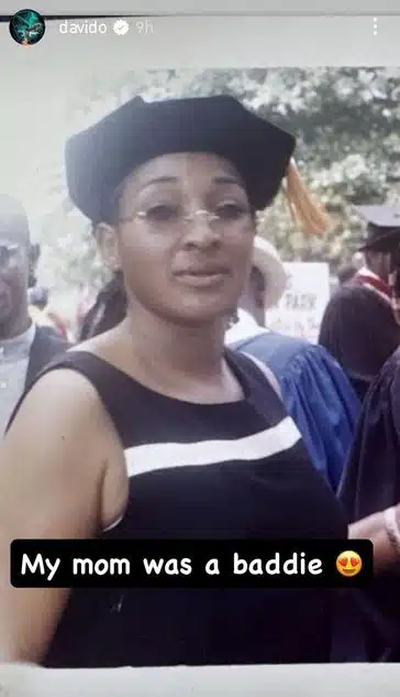 Davido shares throwback photo of late mother, describes her as a "Baddie"