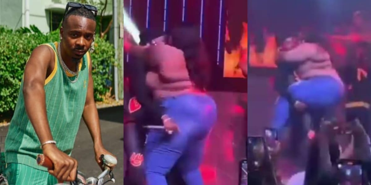 Young Jonn risks it all as he lifts plus-size lady on stage