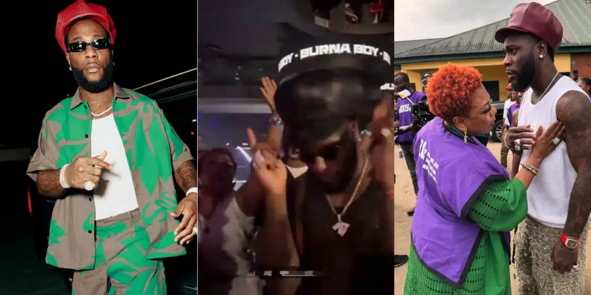 Reactions as Burna Boy and his parents hit the club on his birthday