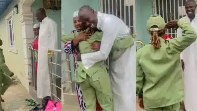 Heartwarming moment lady returns home to salute her parents from NYSC camp