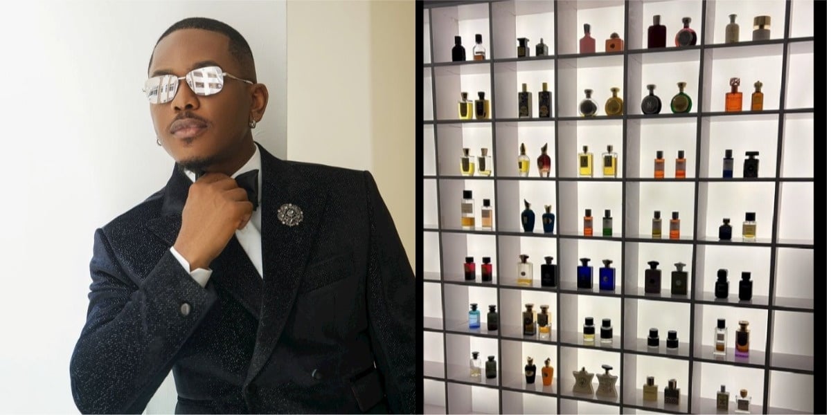 Timini Egbuson stirs reactions as he shows off his perfume collection