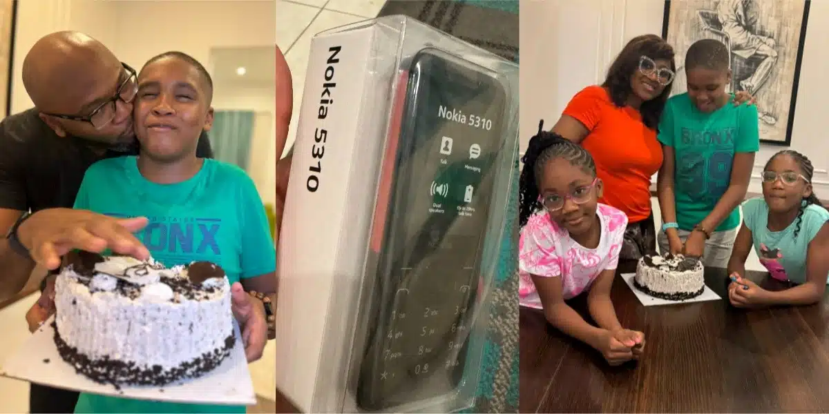 Jason Njoku stirs reactions as he gifts his son Nokia 5310 for his 11th birthday