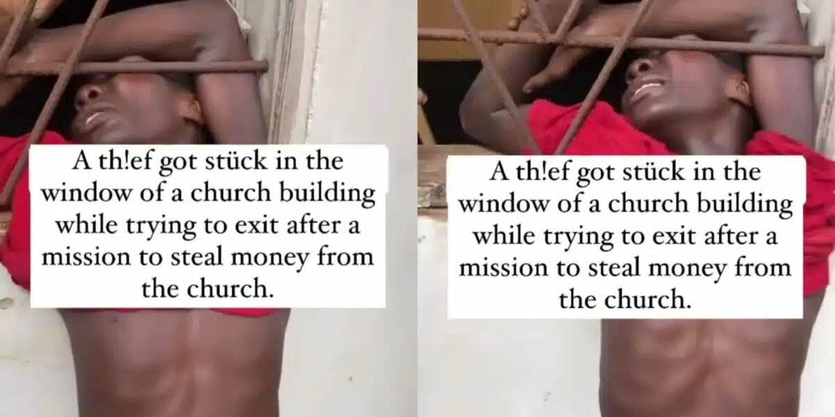 Thief church man burglary stuck money steal