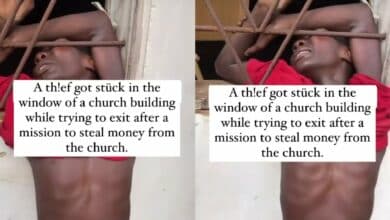 Thief church man burglary stuck money steal