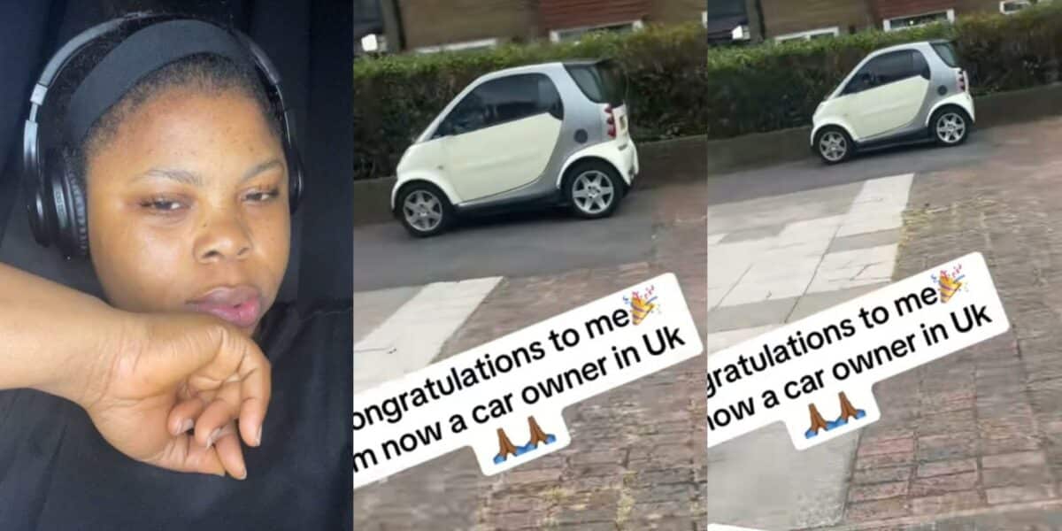 Abroad-based Nigerian lady joyful as she buys her first car in UK