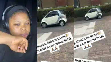 Abroad-based Nigerian lady joyful as she buys her first car in UK