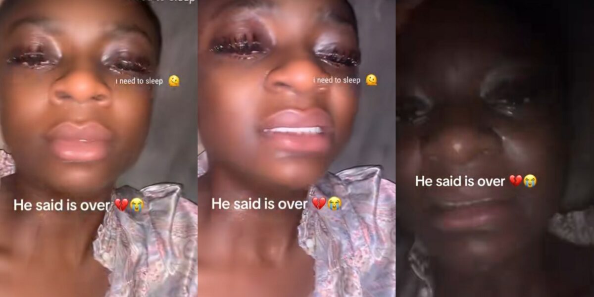 Lady boyfriend dumps cries