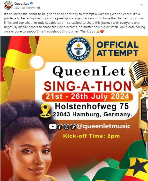 Sing-A-thon: Ghanaian singer sets to begin singing marathon to break world record