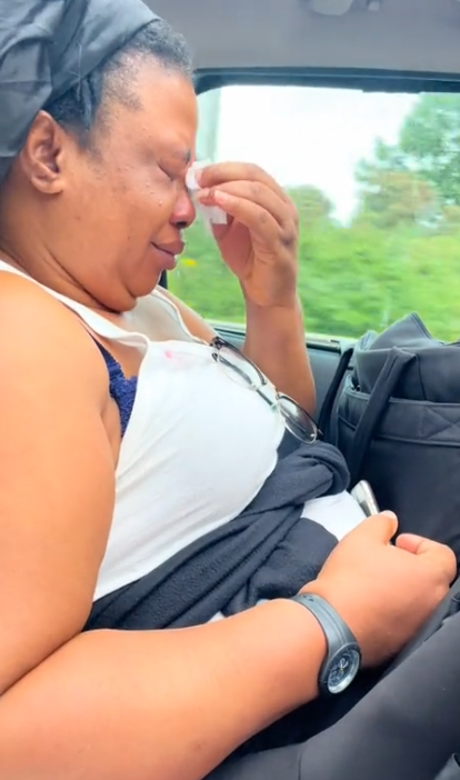 Emotional moment grandma bursts into tears as she returns to Nigeria after doing 'Omugwo' in UK