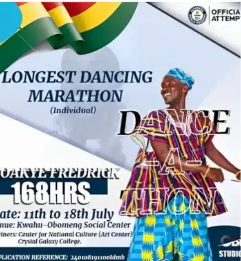 Dance-A-thon: Ghanaian man begins 7-day nonstop dancing marathon to break world record