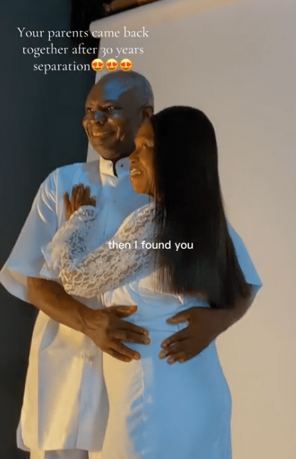 Adorable moment Nigerian couple reunites after 30 years of separation