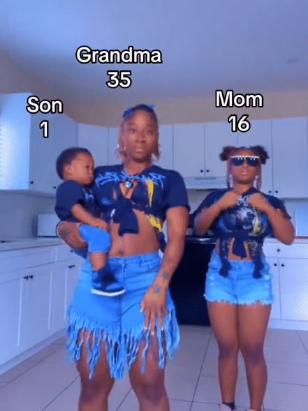 35-year-old grandmother causes buzz online as she shows off her 16-year-old daughter and 1-year-old grandchild