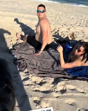 Moment 9-month pregnant woman catches her husband with side chic on the beach