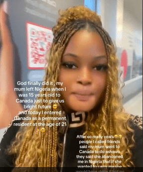 Lady reunites with her mother in Canada 6 years after she left her in Nigeria