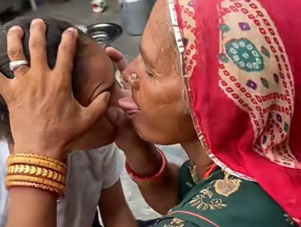 Indian woman cleanses eyes with tongue for , video goes viral