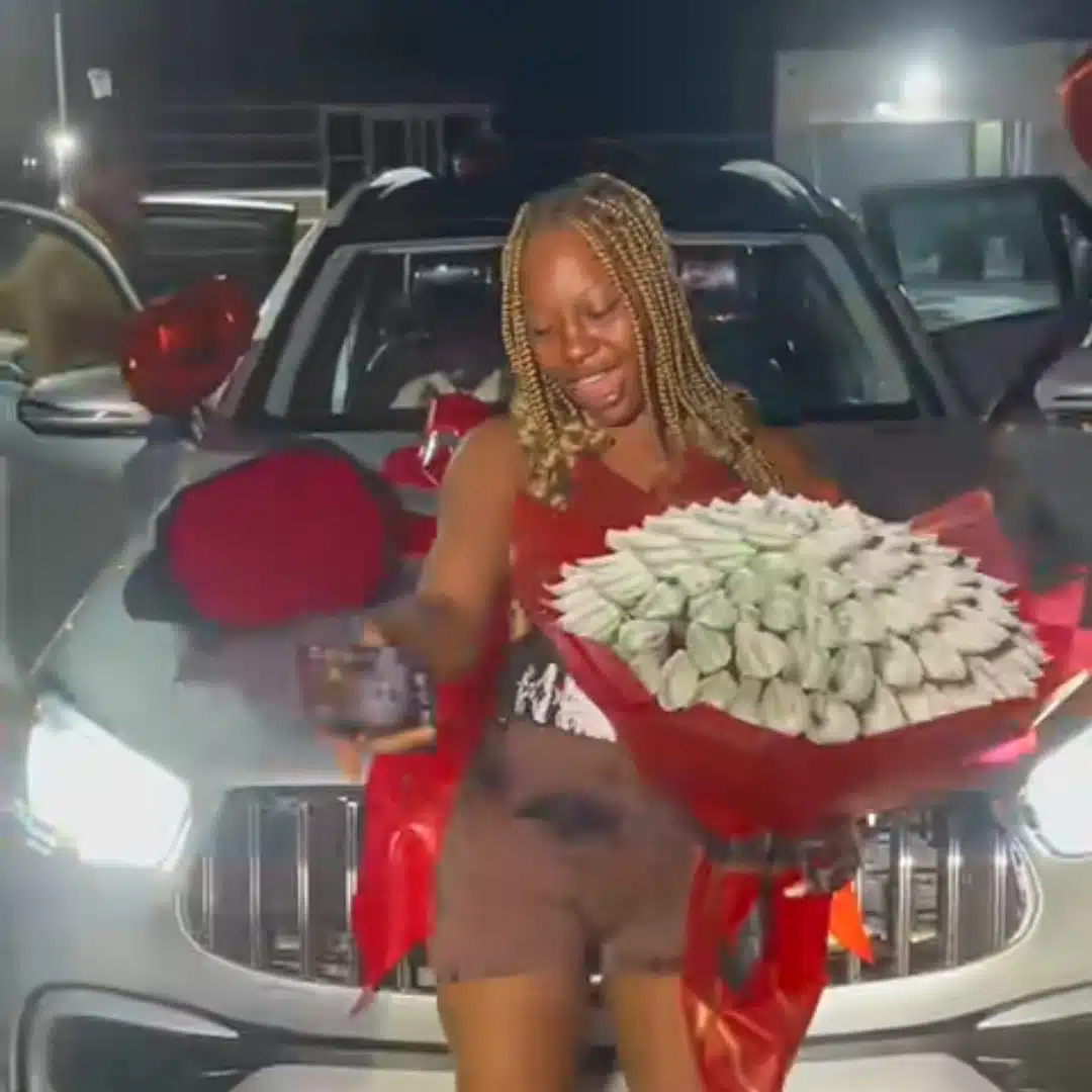 Nigerian lady's joyful reaction to boyfriend's dream car surprise gift goes viral
