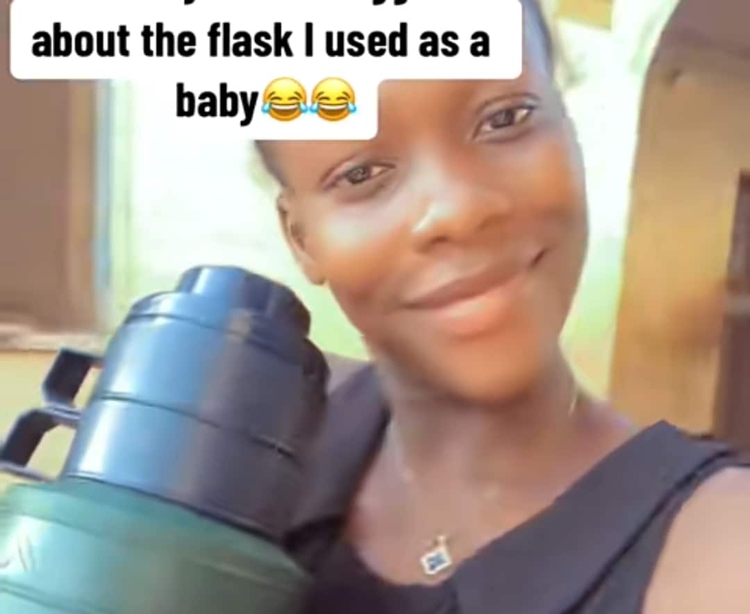 Nigerian lady discovers the flask her mum used for her as a baby still keeps water hot for up to three days