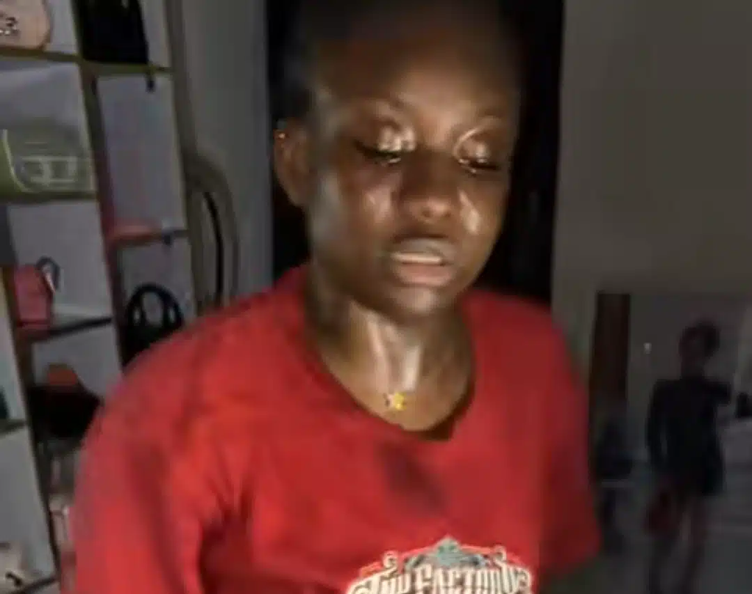 Nigerian lady sparks discussion, bursts into tears studying for tough exam