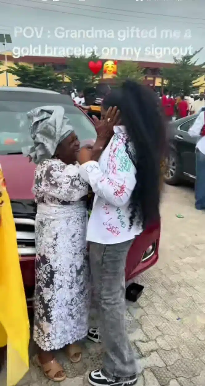 Lady shares touching moment her grandmother gifted her gold bracelet on her sign out day