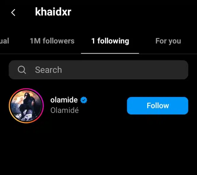 Khaid unfollows Sydney Talker, others except Olamide on IG following his return to social media