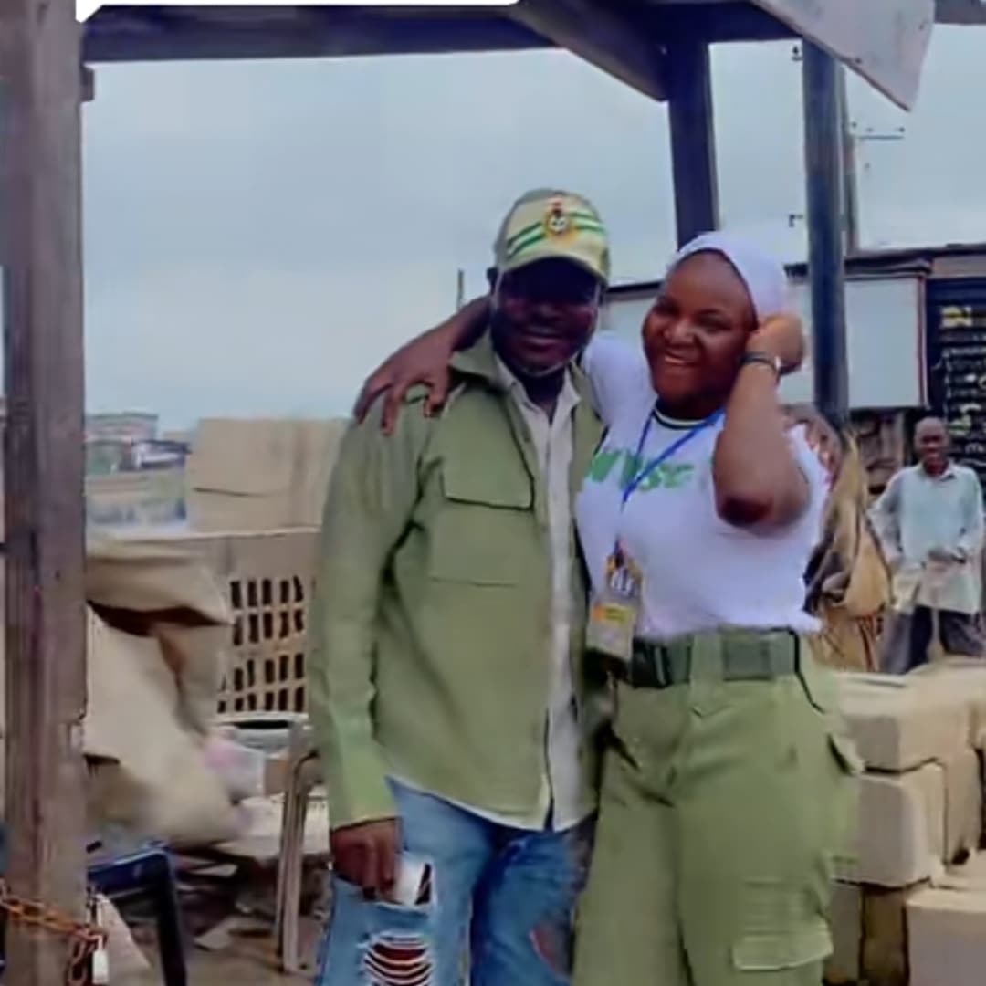 Youth corps member honors father with her NYSC uniform at his block-making factory