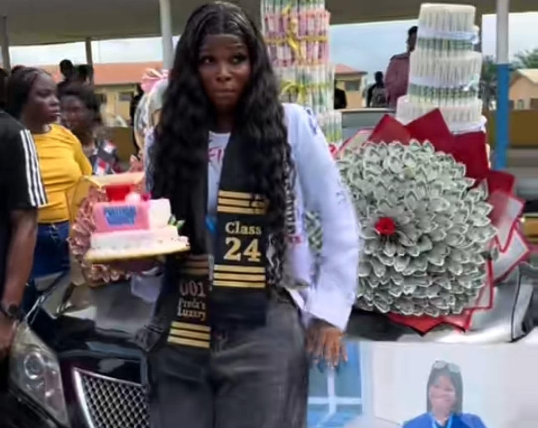 Nigerian graduate receives ₦1 million, new car, and money cake on sign-out day