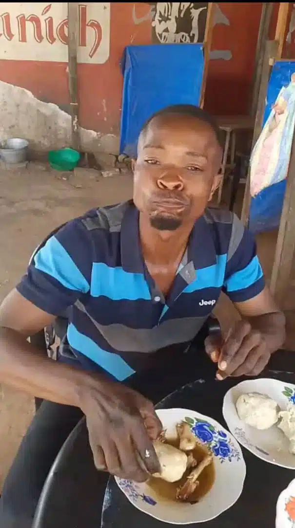 Shocking video shows man devouring large chunks of fufu with surprising ease