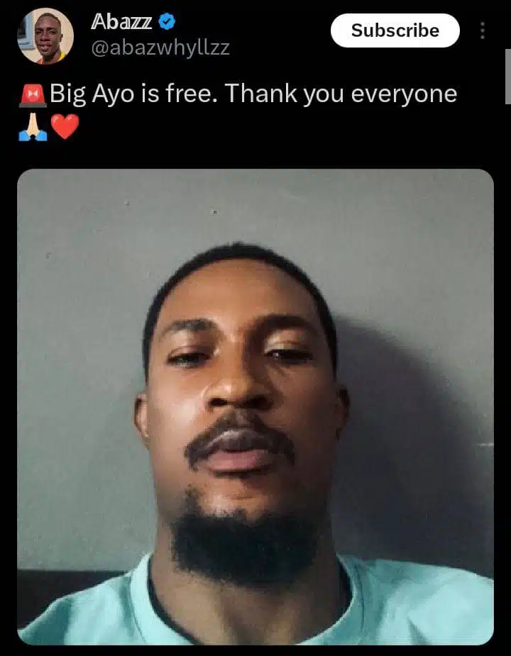Twitter influencer, Ayo arrested by Toyin Abraham, released from police custody