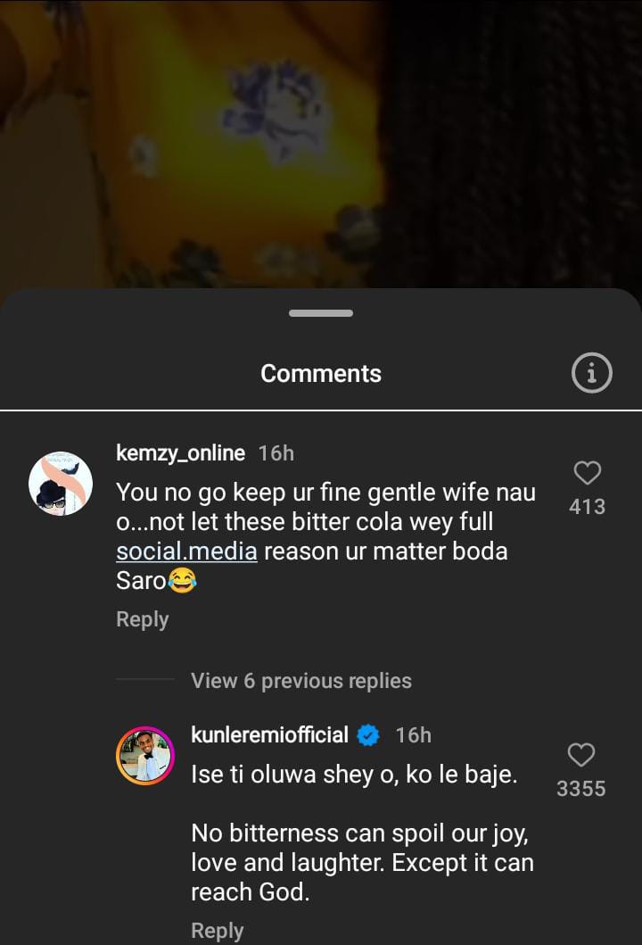 Kunle Remi reacts after concerned fan advised him to keep wife off social media