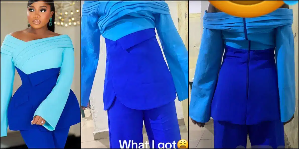 Laments as she shows off birthday dress she received from tailor vs what she ordered